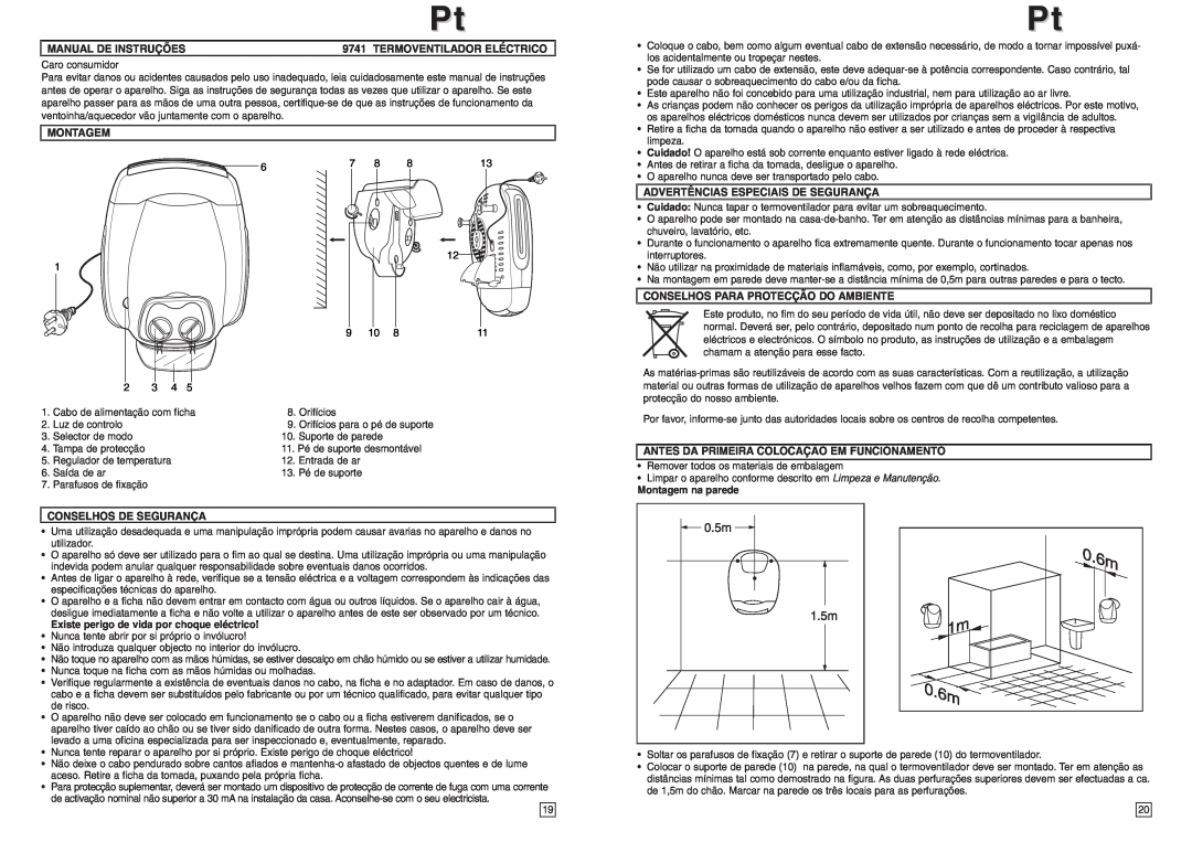 Elta Electrical Fan Heater PtPt, Manual De Instruções, Termoventilador Eléctrico, Montagem, Conselhos De Segurança 