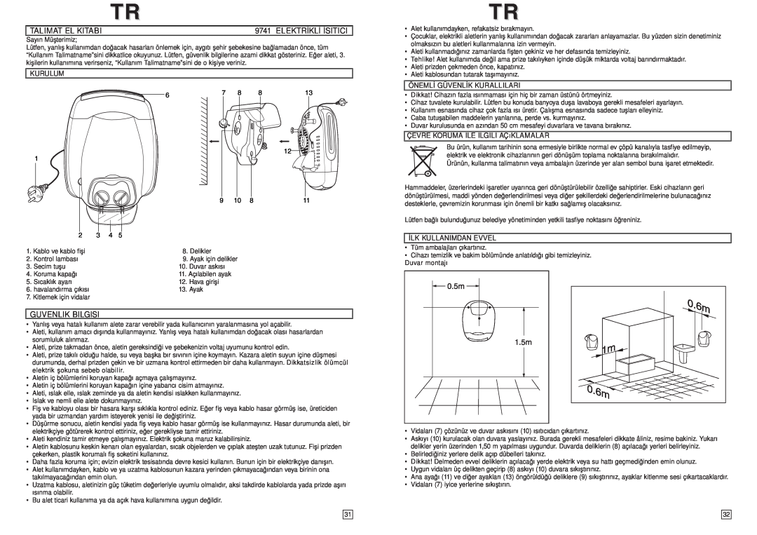Elta Electrical Fan Heater instruction manual Talimat El Kitabi, Elektrikli Isitici, Guvenlik Bilgisi 