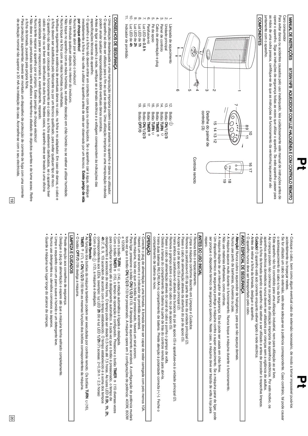 Elta Halogen Lamp Manual DE Instruções, Aviso Especial DE Segurança, Antes do USO Inicial, Operação, Limpeza E Cuidados 