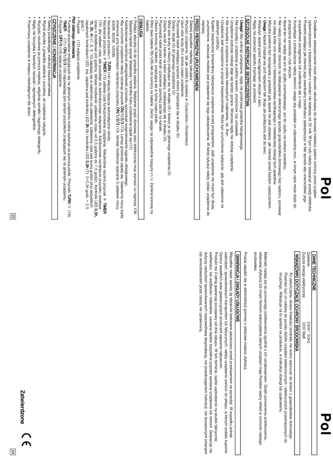 Elta Halogen Lamp Szczególne Instrukcje Bezpieczeństwa, Przed Pierwszym Uruchomieniem, Obsługa, Czyszczenie I Konserwacja 