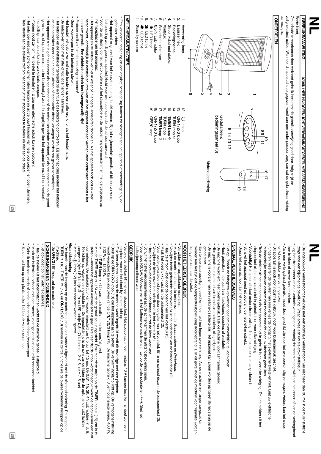 Elta Halogen Lamp instruction manual Gebruiksaanwijzing, Onderdelen, Veiligheidsinstructies, Speciaal Veiligheidsadvies 