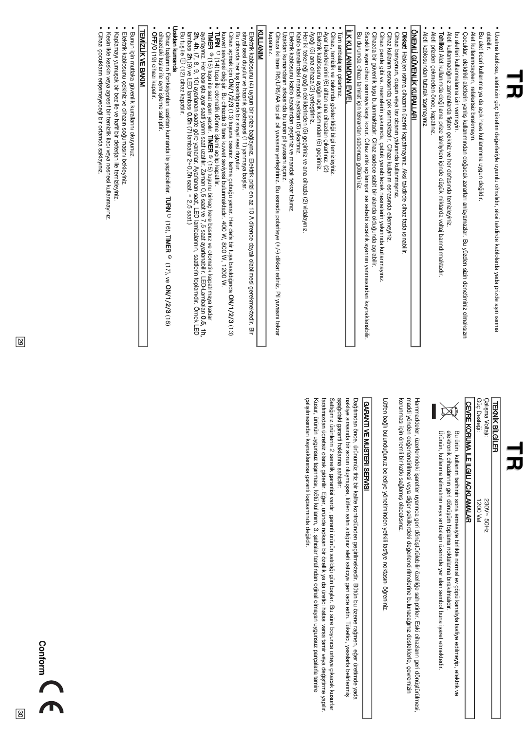 Elta Halogen Lamp instruction manual Önemlý Güvenlýk Kurallari, ÝLK Kullanimdan Evvel, Temýzlýk VE Bakim, Teknýk Býlgýler 