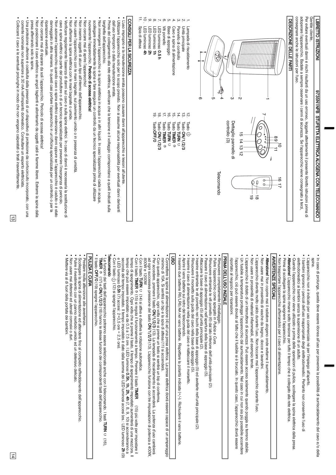 Elta Halogen Lamp Libretto Istruzioni, Descrizione Delle Parti, Consigli PER LA Sicurezza, Avvertenze Speciali, Uso 