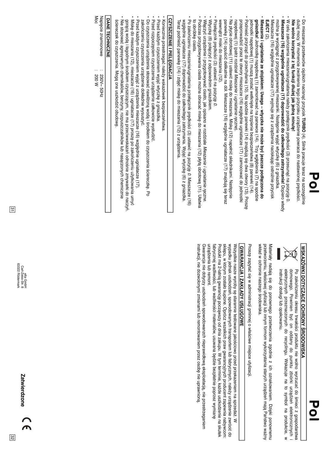 Elta HM120N instruction manual Zatwierdzone 