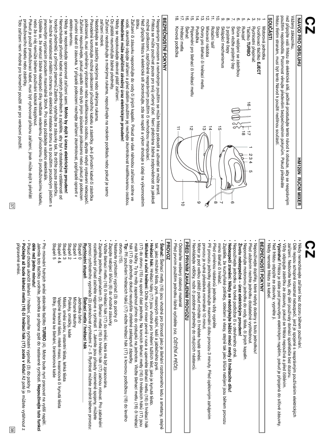 Elta instruction manual Návod PRO Obsluhu HM120N Ruční Mixer 