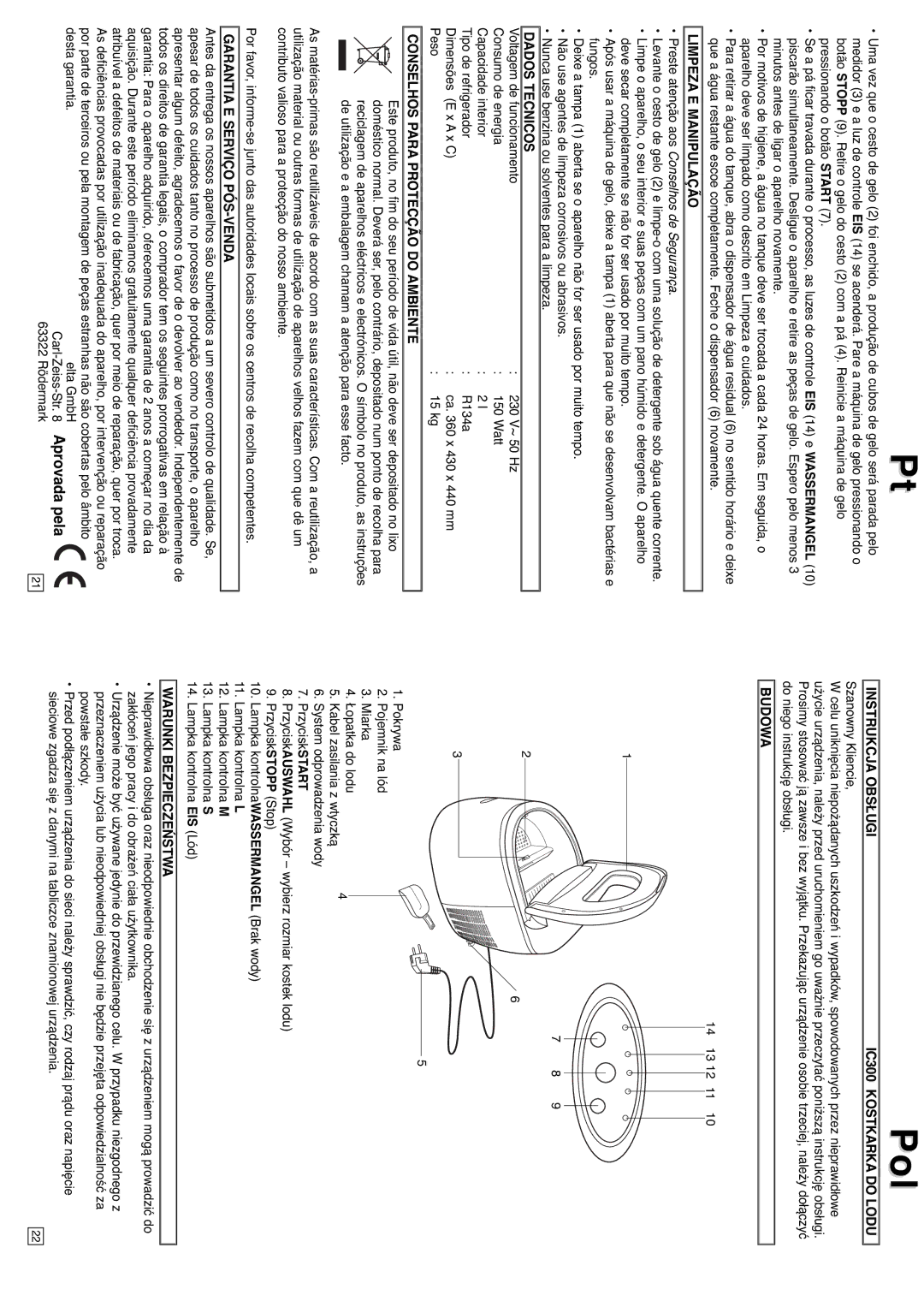 Elta instruction manual Instrukcja Obsługi IC300 Kostkarka do Lodu, Budowa, Warunki Bezpieczeństwa 