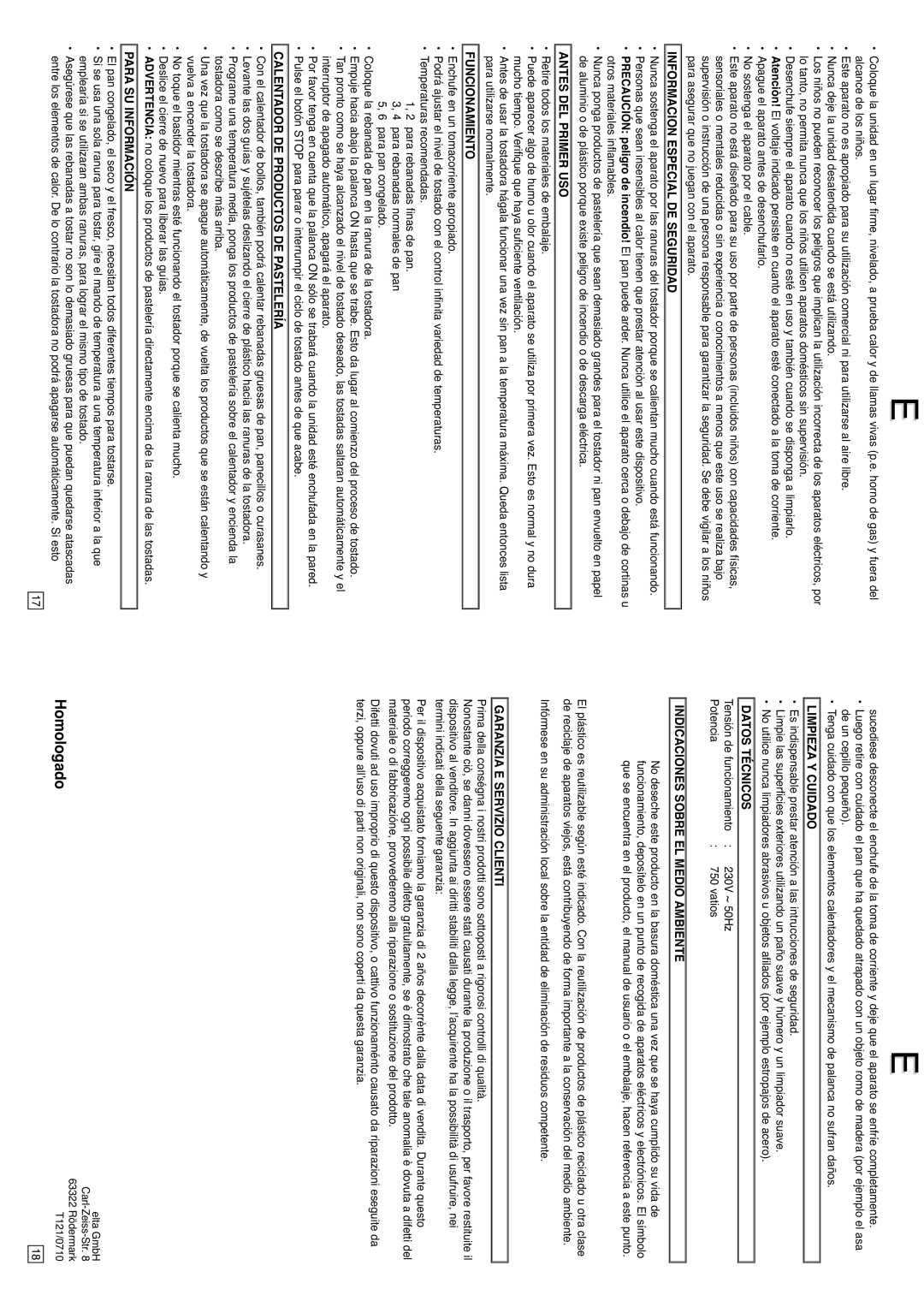 Elta IM-T121 instruction manual Homologado 