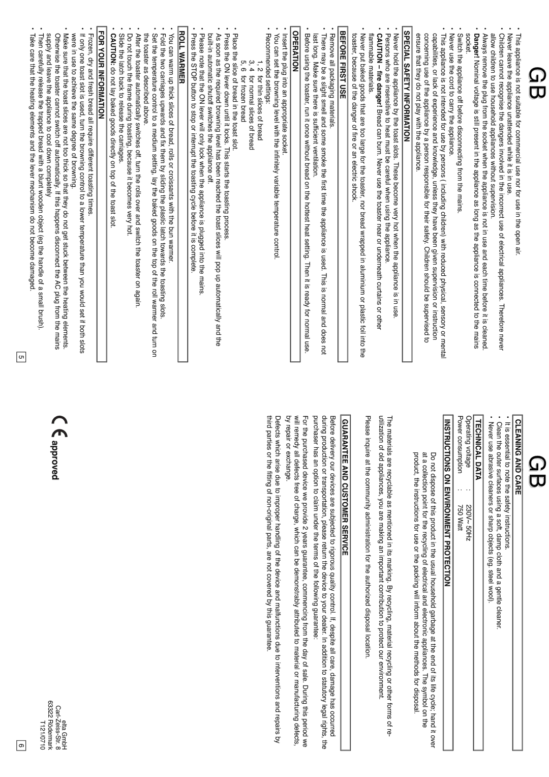 Elta IM-T121 instruction manual Approved 