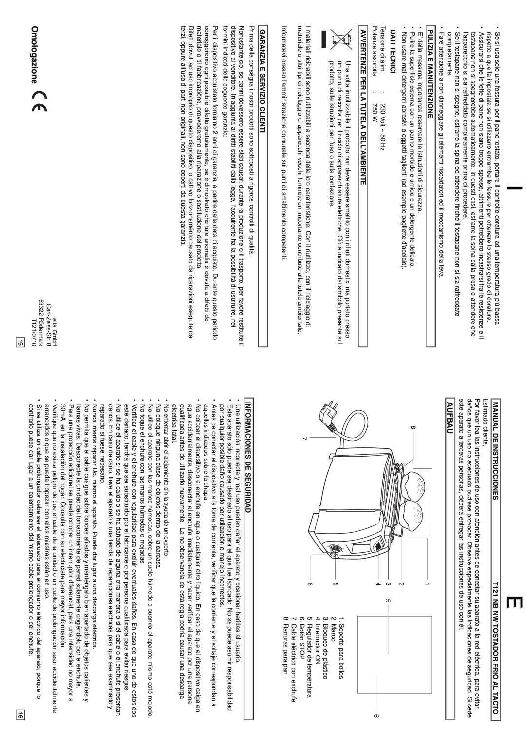 Elta IM-T121 instruction manual Omologazione 