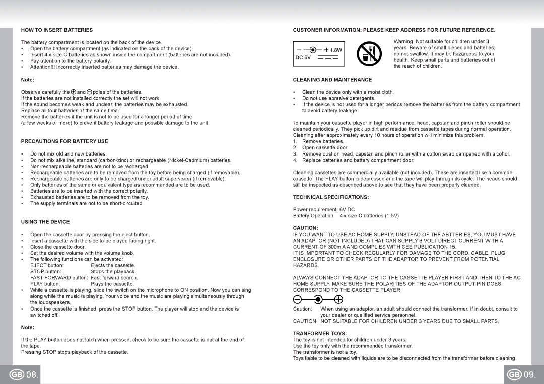 Elta K1260N2 manual HOW to Insert Batteries, Precautions for Battery USE, Using the Device, Technical Specifications 