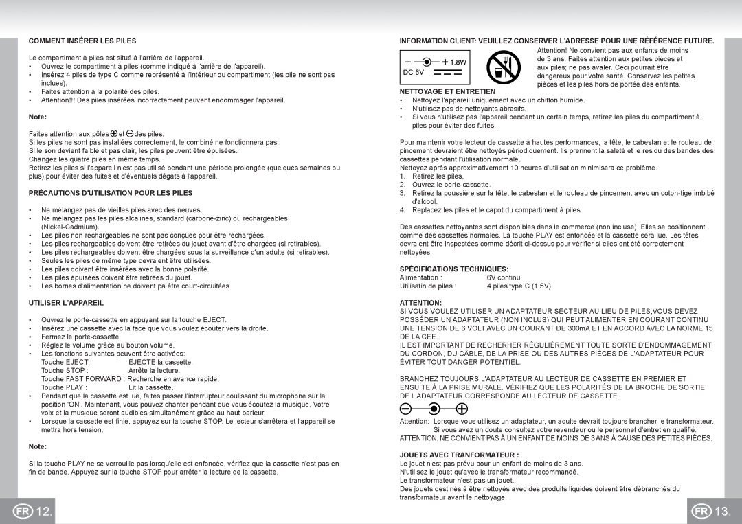 Elta K1260N2 manual Comment Insérer LES Piles, Précautions Dutilisation Pour LES Piles, Utiliser Lappareil 