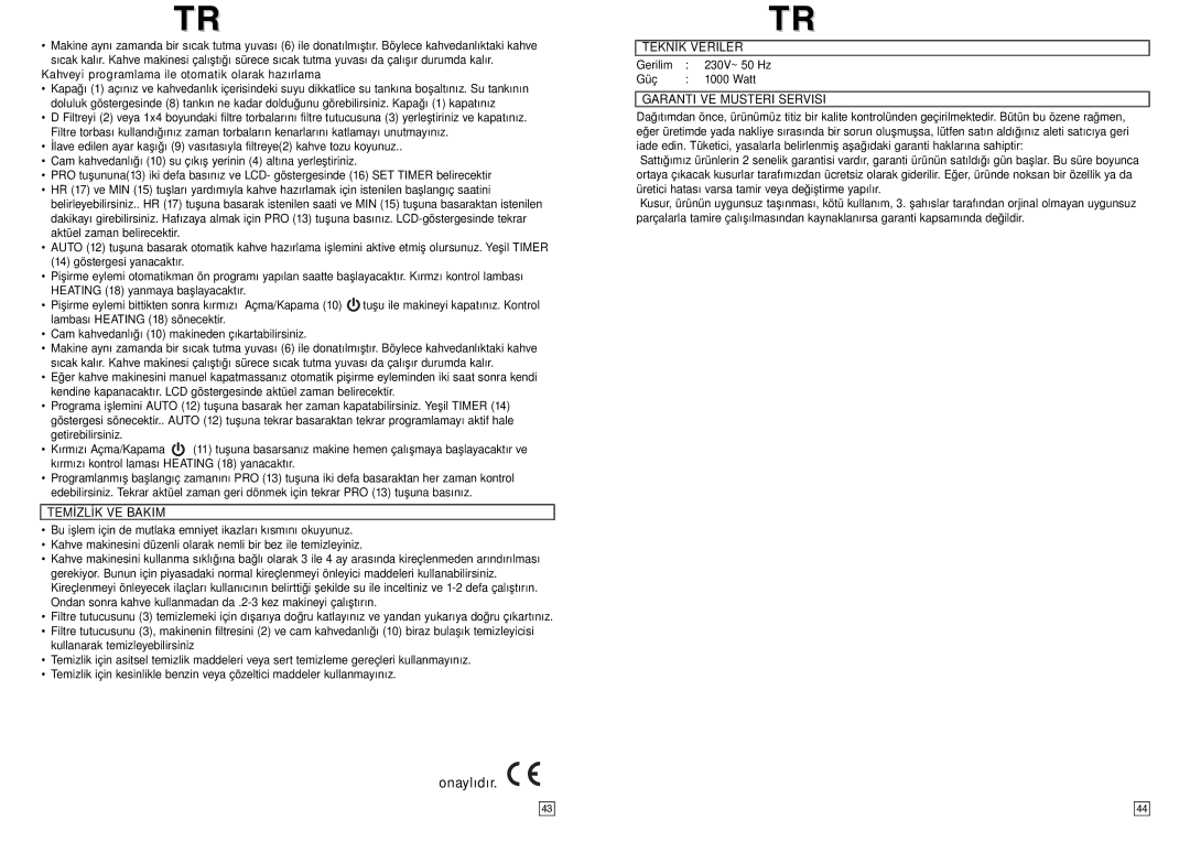 Elta KM117TB instruction manual Onaylıdır 