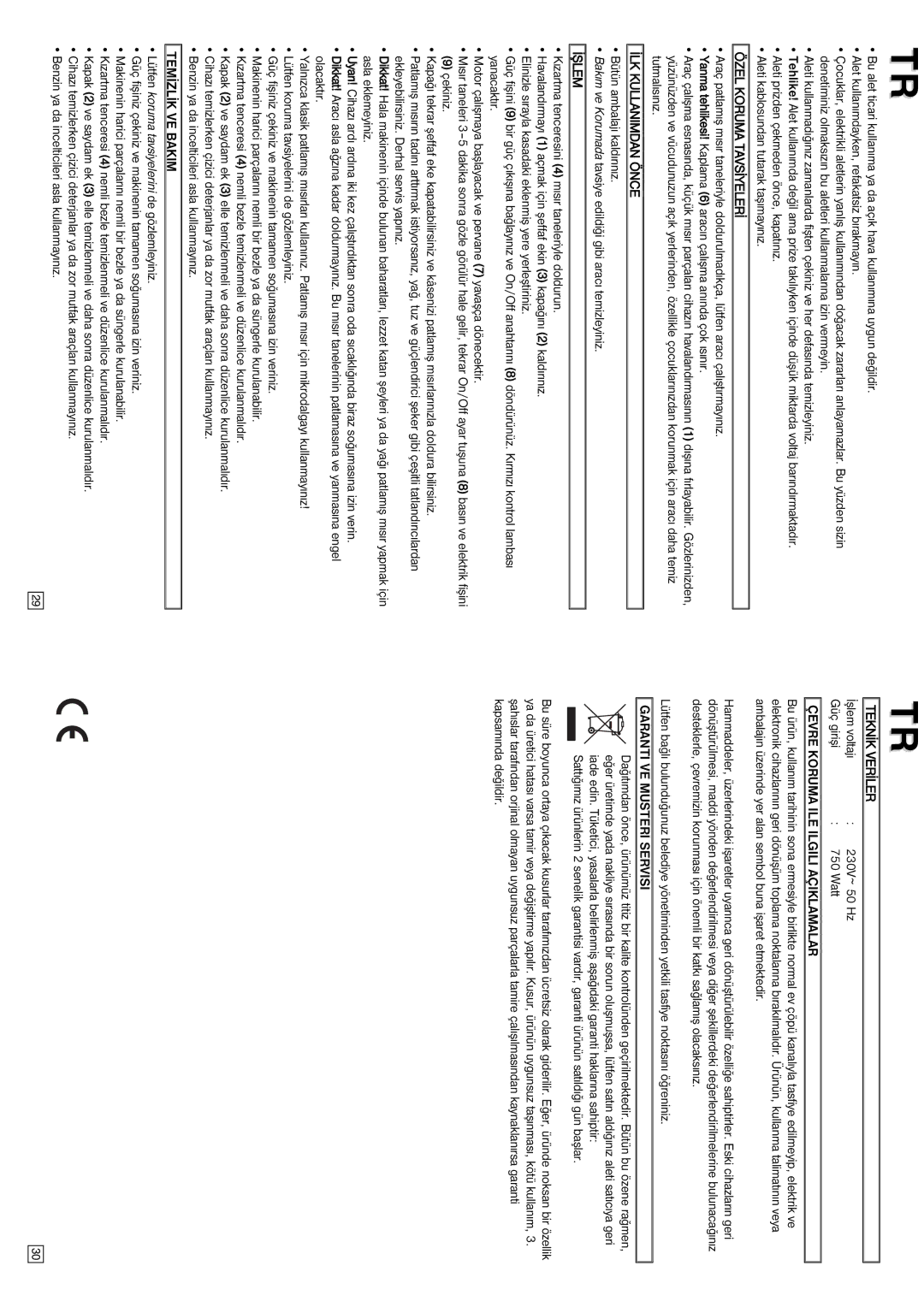 Elta PC120 instruction manual ÝLK Kullanimdan Önce 