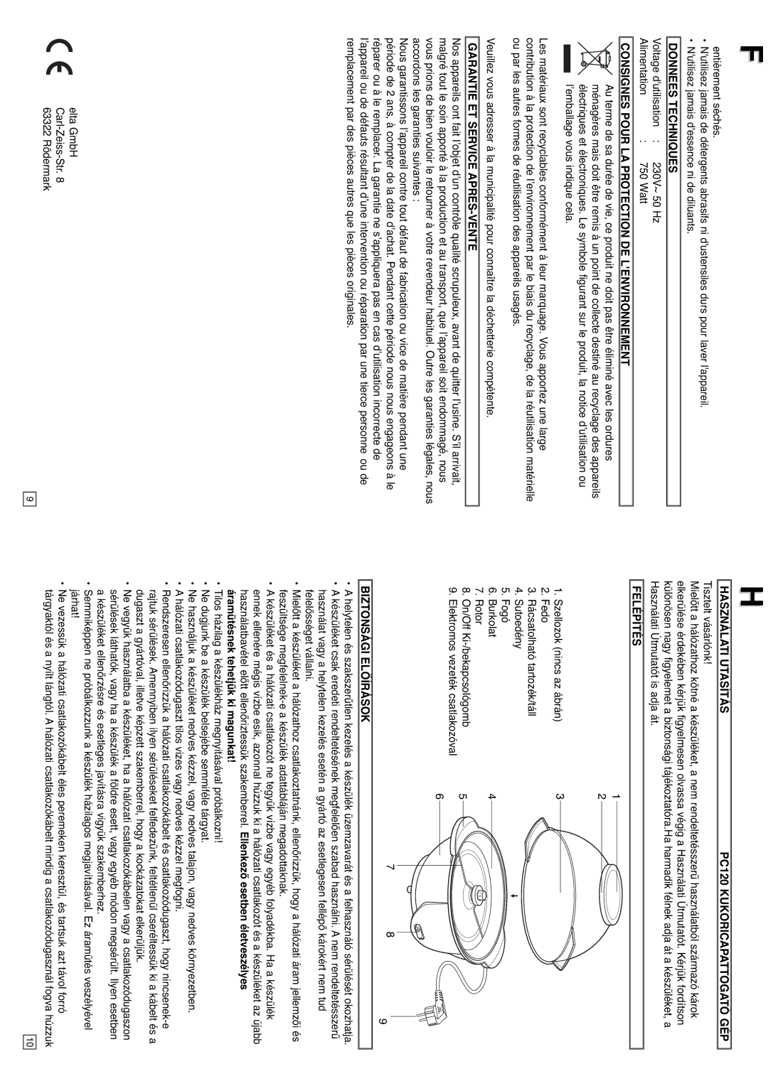 Elta instruction manual Használati Utasítás PC120 Kukoricapattogató GÉP, Felépítés, Biztonsági Előírások 