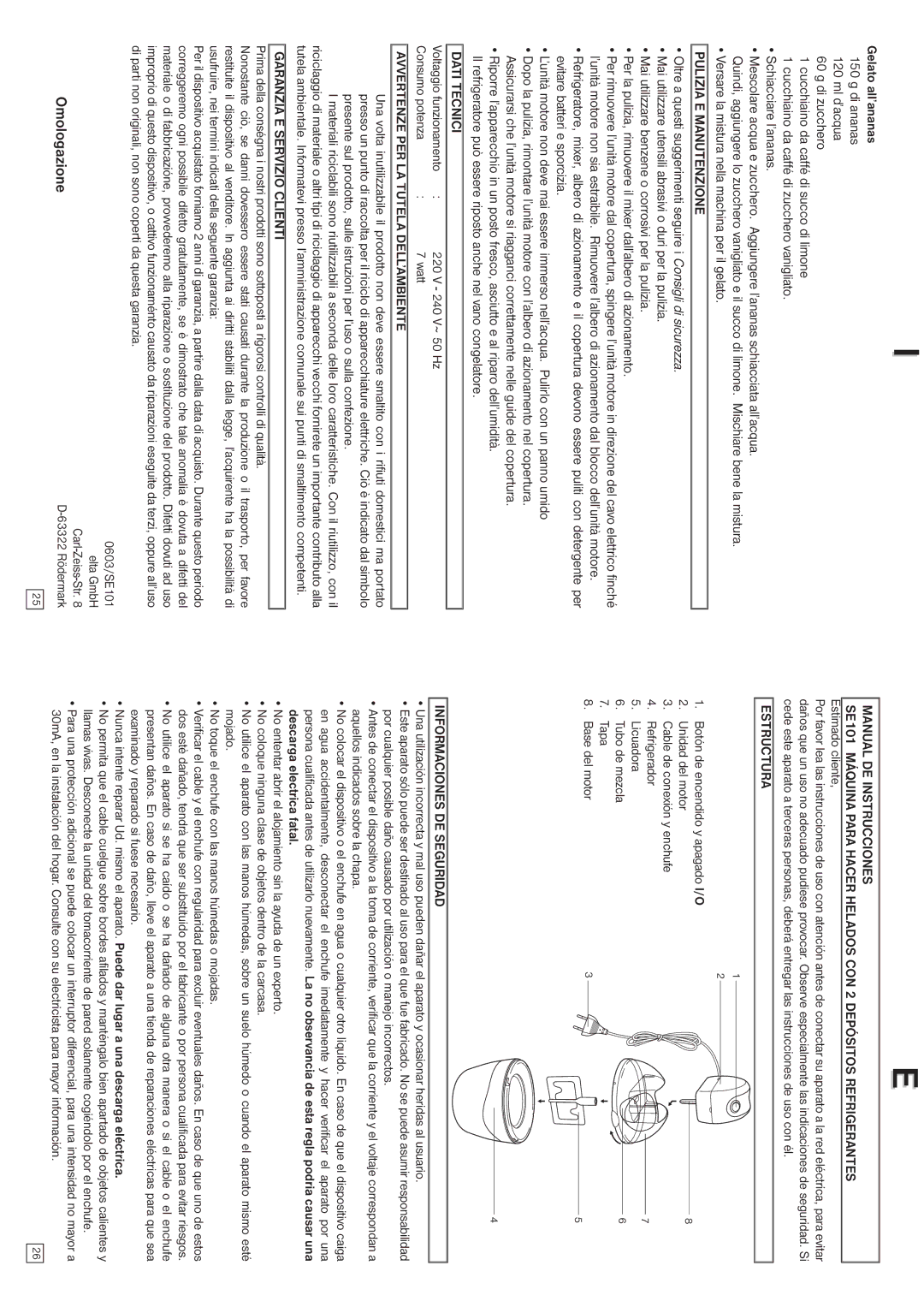 Elta SE101 instruction manual Omologazione 