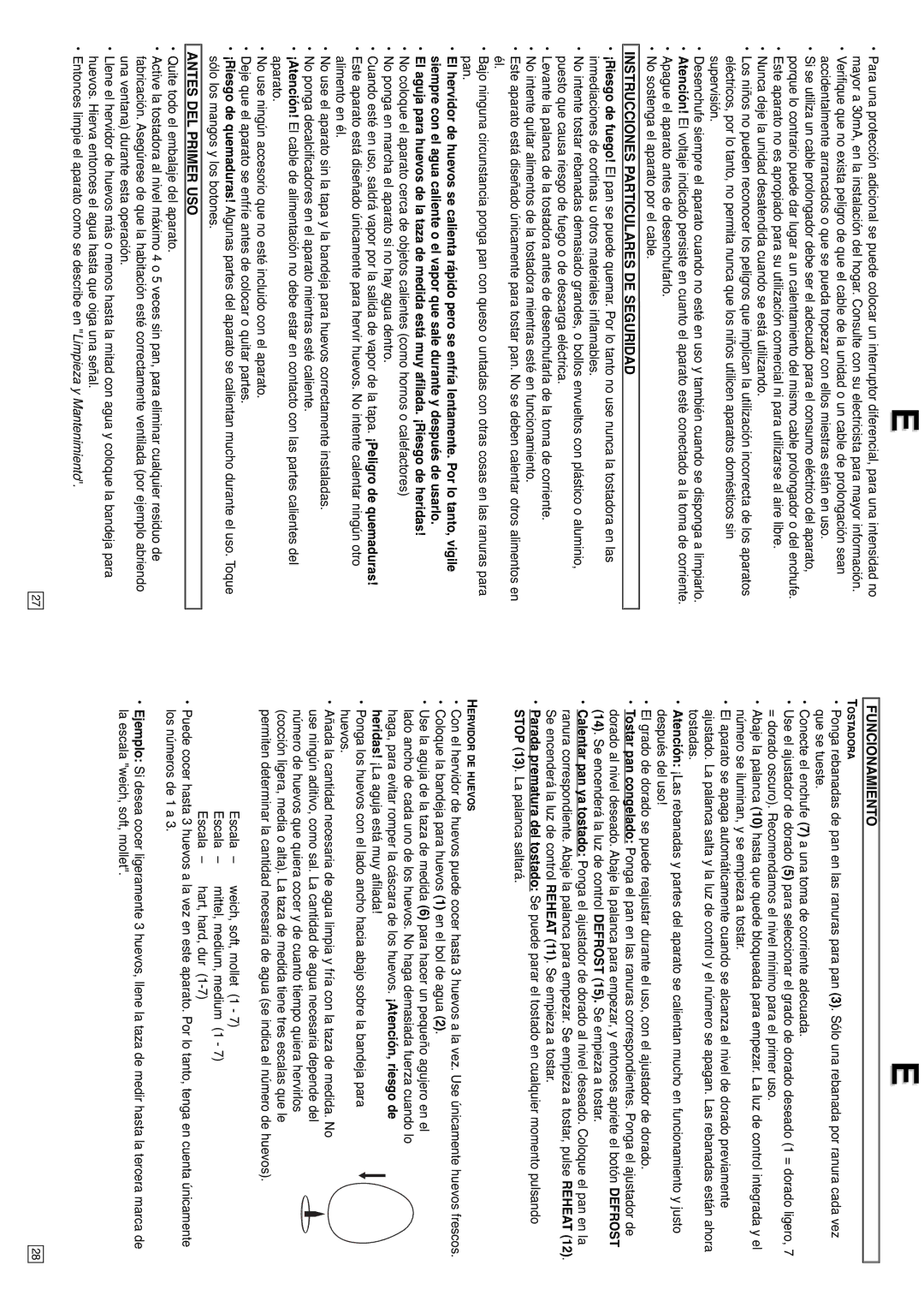 Elta T210 instruction manual Instrucciones Particulares DE Seguridad, Antes DEL Primer USO, Funcionamiento 