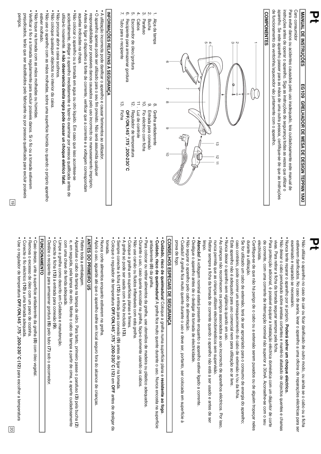Elta Table Top Grill Componentes, Informações Relativas À Segurança, Conselhos Especiais DE Segurança, Funcionamento 