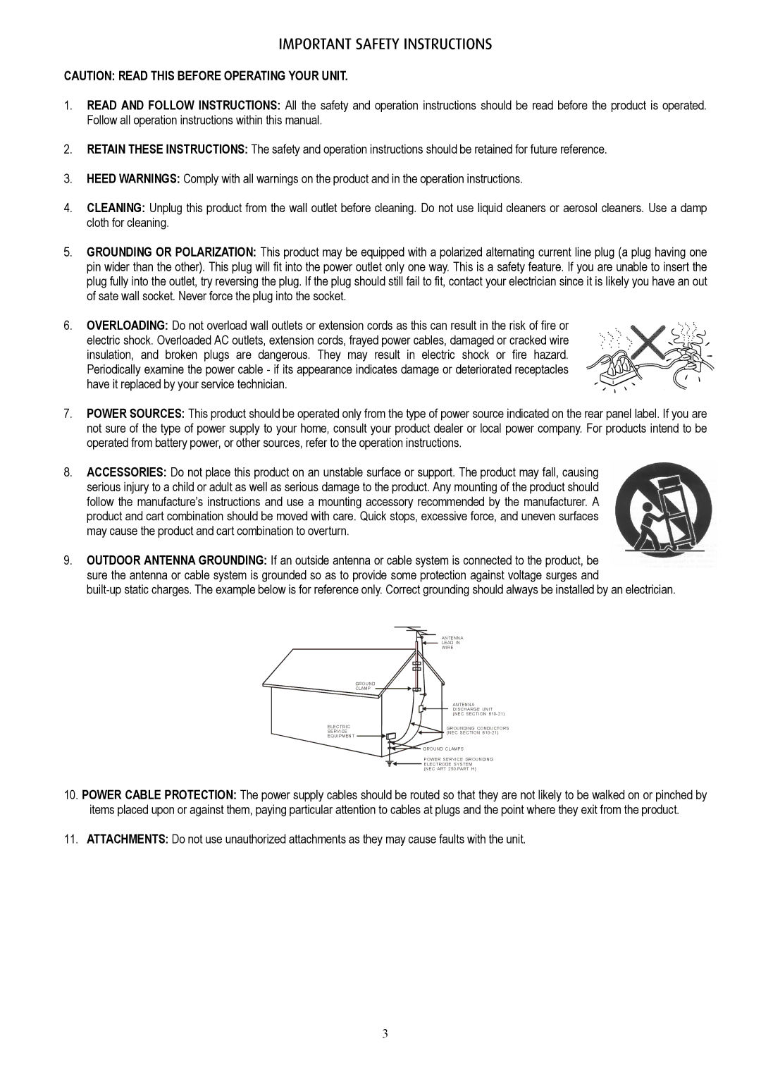 Eltax AVR-320 instruction manual Important Safety Instructions 