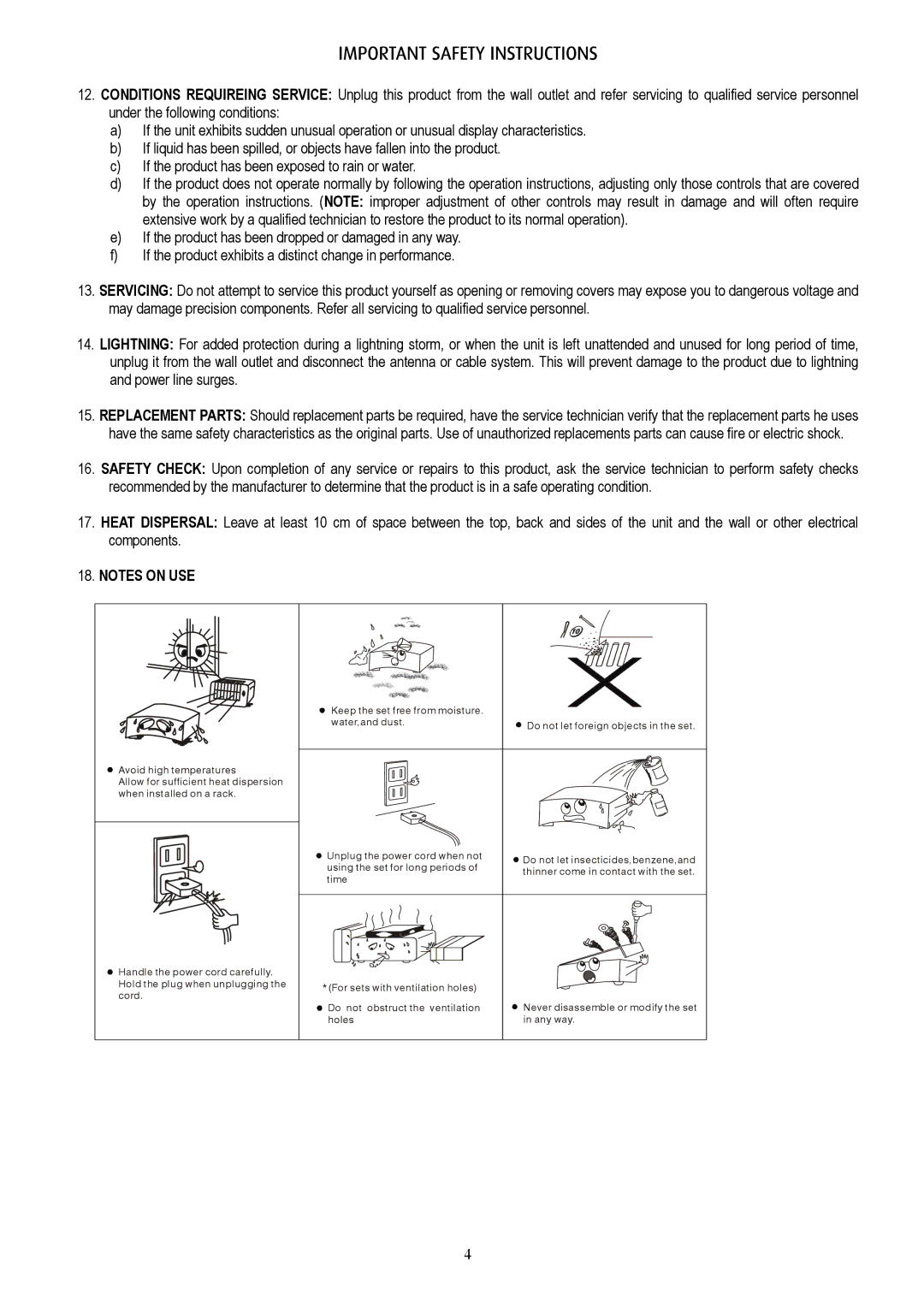 Eltax AVR-320 instruction manual Important Safety Instructions 