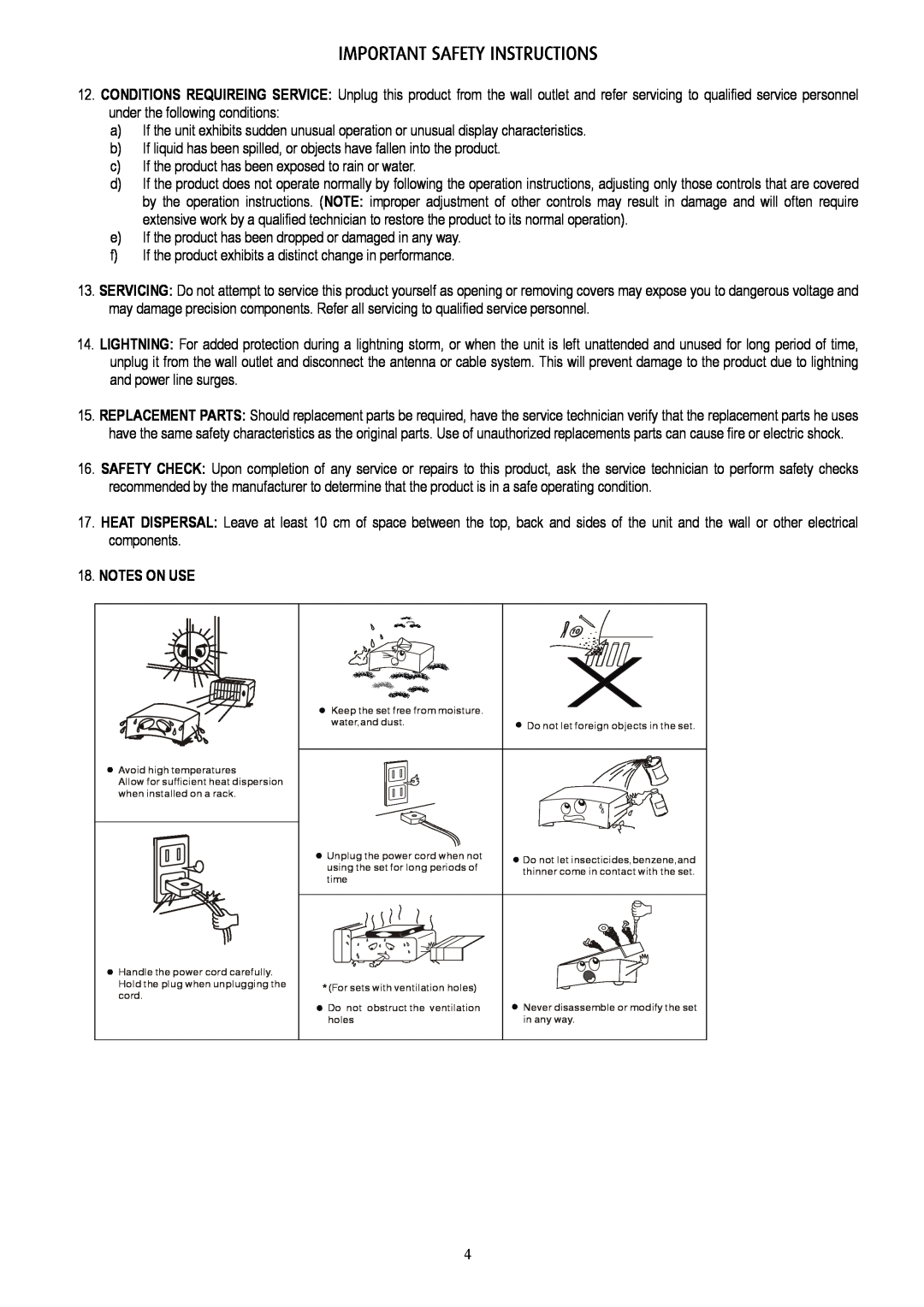 Eltax AVR-320 instruction manual Notes On Use, Important Safety Instructions 