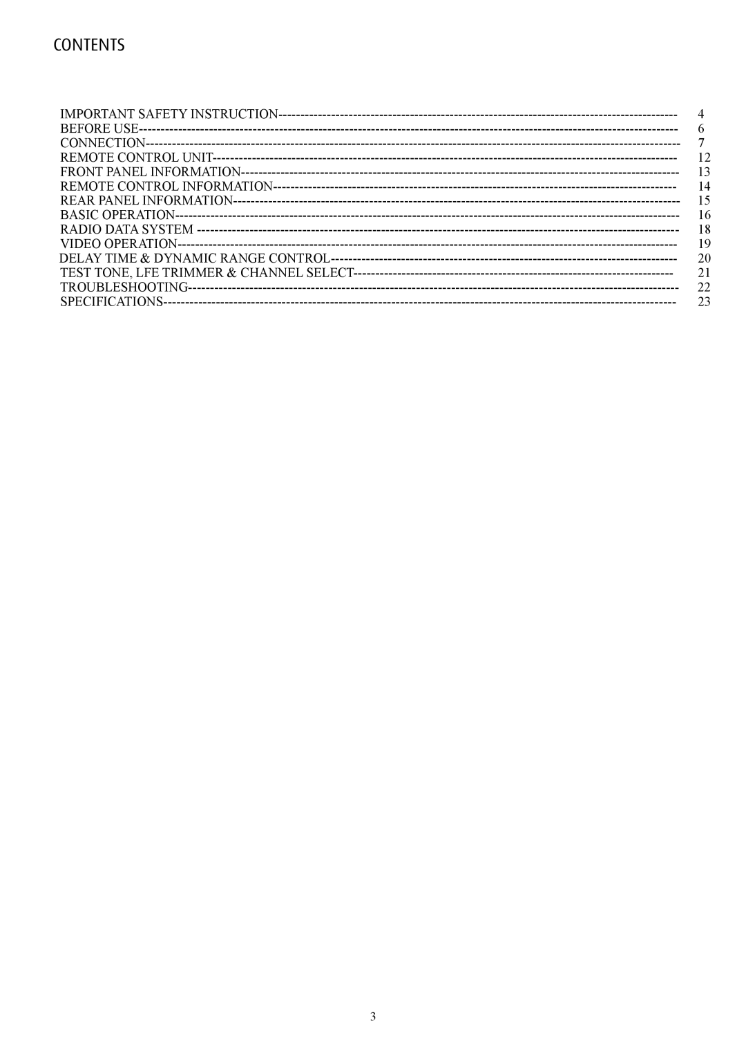 Eltax AVR-900 instruction manual Contents 