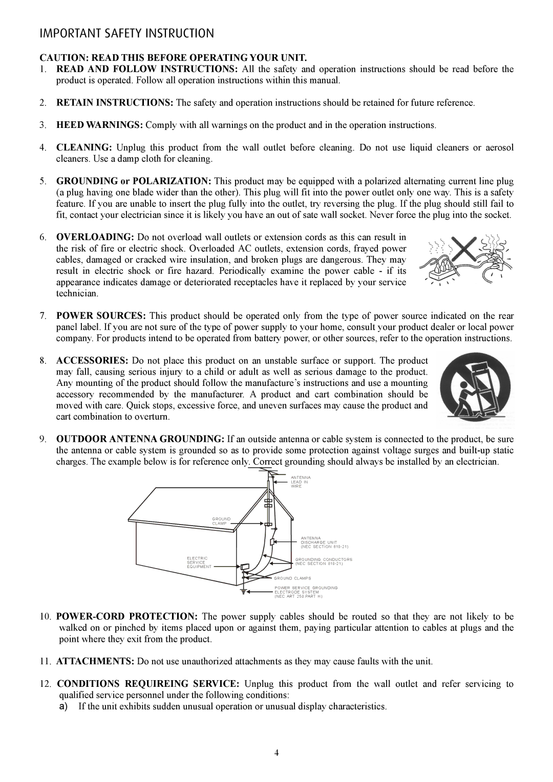 Eltax AVR-900 instruction manual Important Safety Instruction 