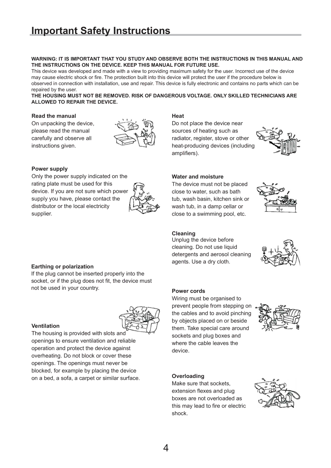 Eltax DV-251, CV-153, DV-252 instruction manual Important Safety Instructions, Read the manual 