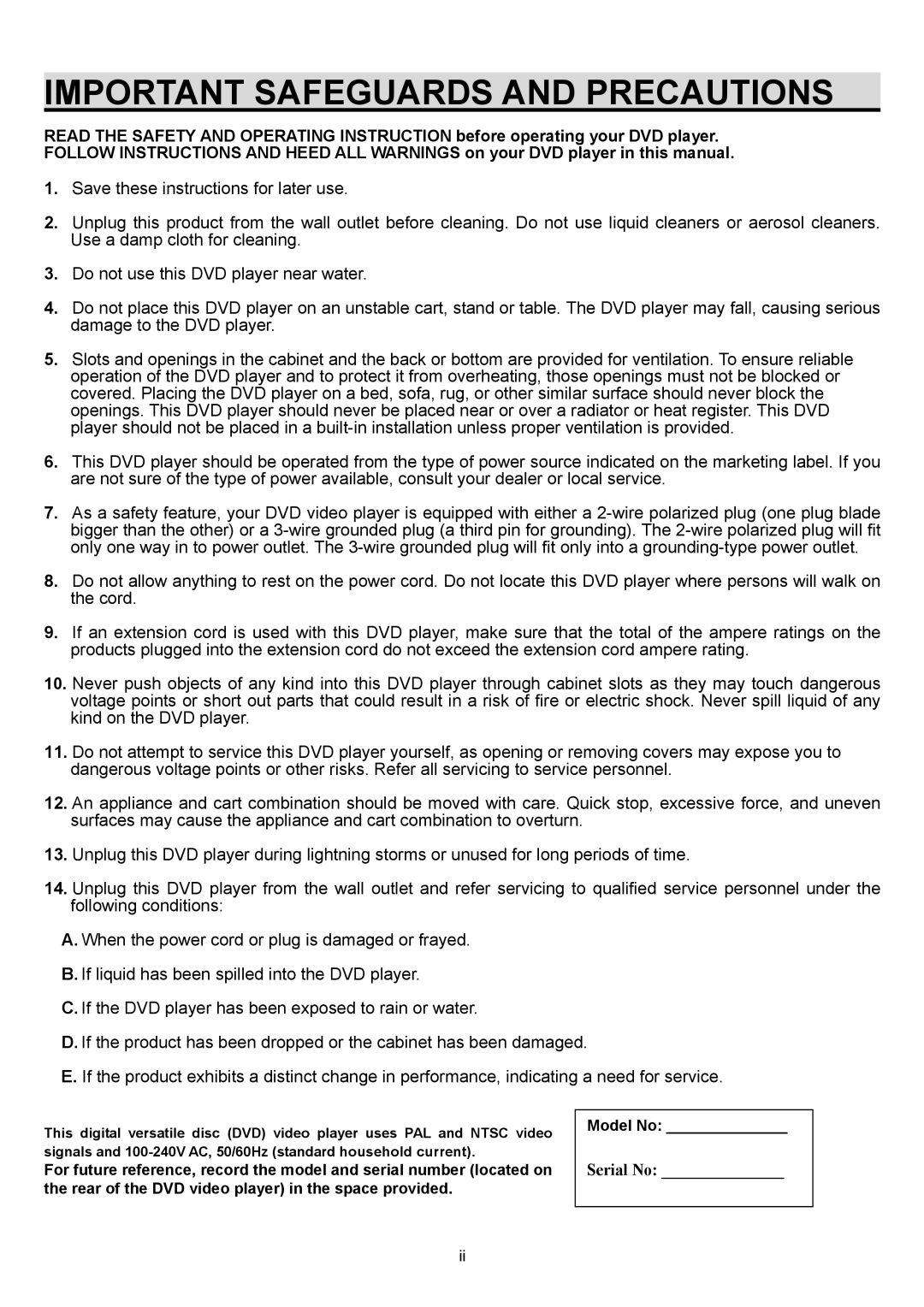 Eltax DR-110 instruction manual Important Safeguards and Precautions 