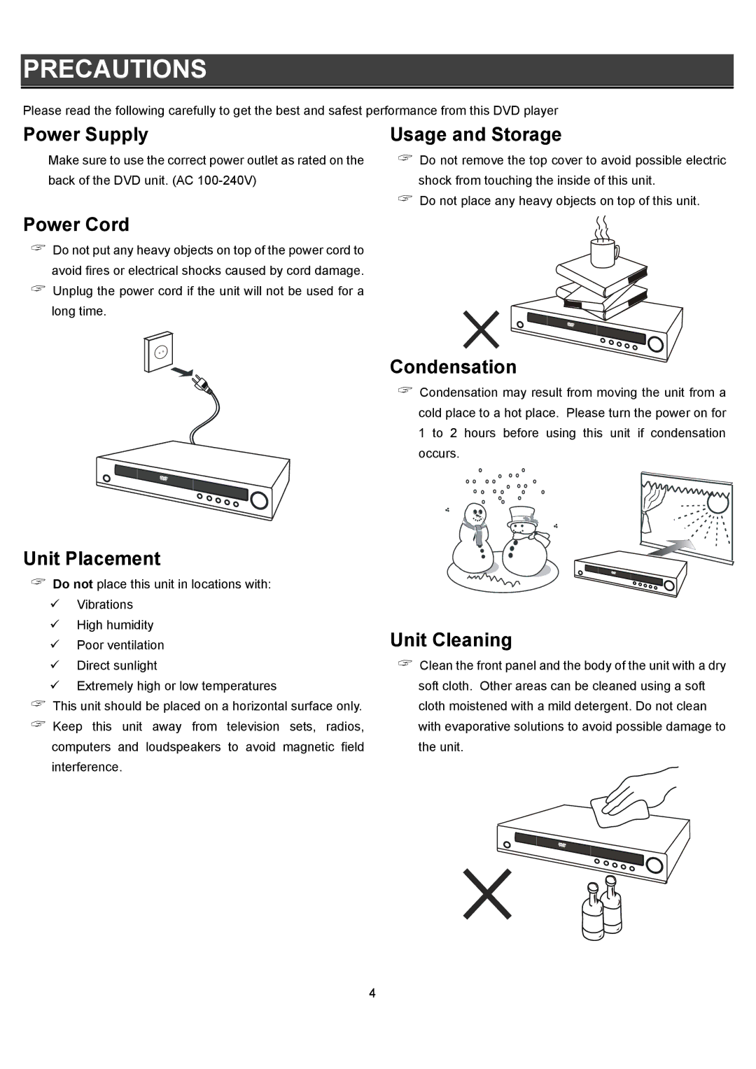 Eltax DR-110 instruction manual Precautions, Power Cord 