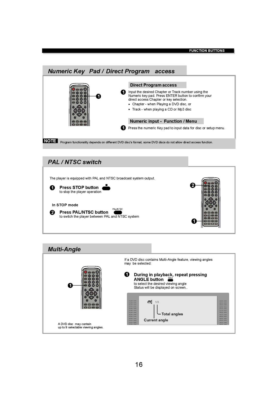 Eltax DV-150 instruction manual Numeric Key Pad / Direct Program access, PAL / Ntsc switch, Multi-Angle 