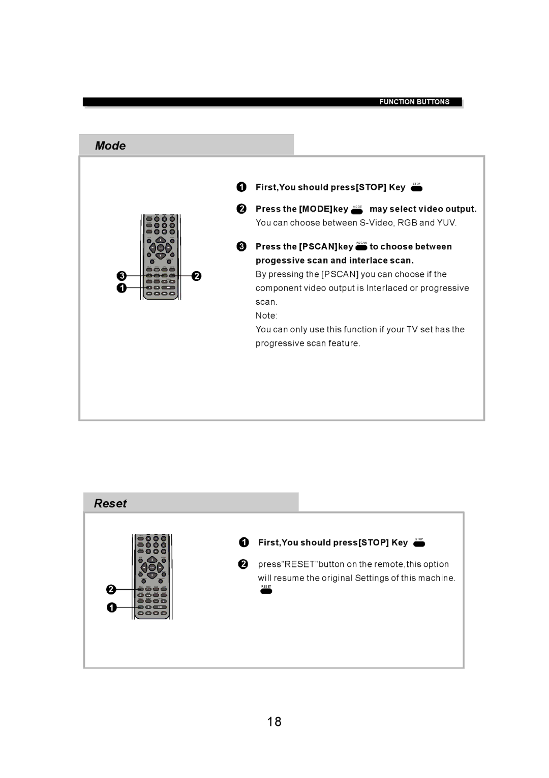 Eltax DV-150 instruction manual Mode, Reset, First,You should pressSTOP Key Stop 