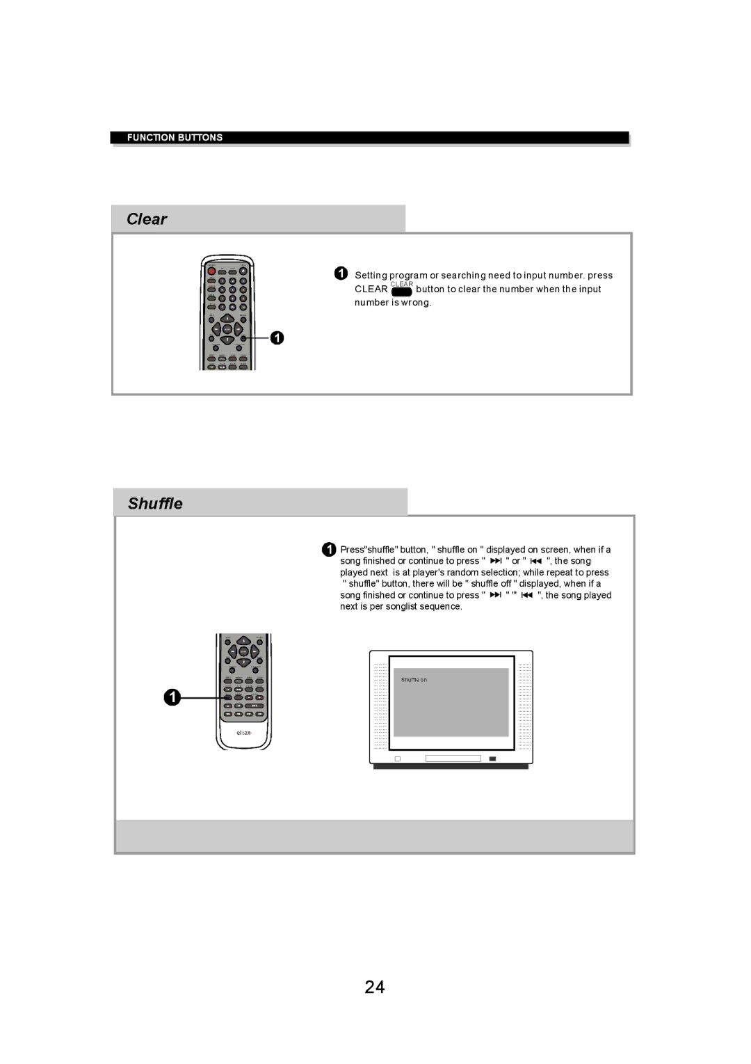 Eltax DV-150 instruction manual Clear, Shuffle, Number is wrong 