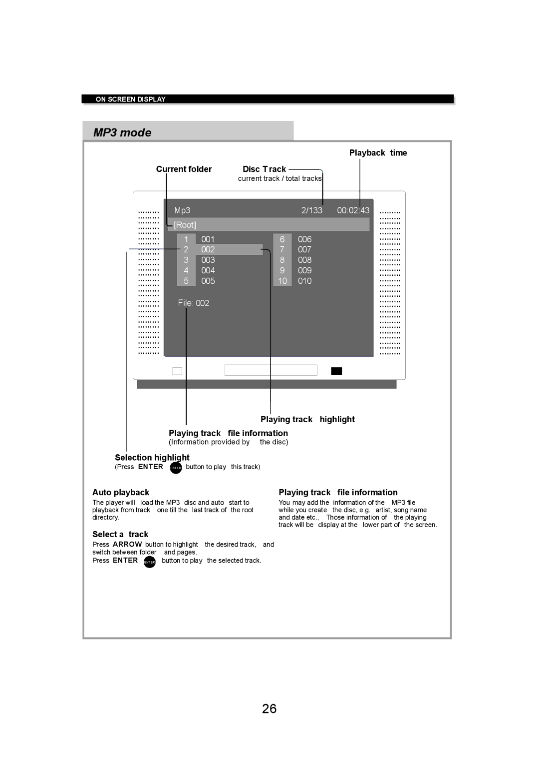 Eltax DV-150 instruction manual MP3 mode 