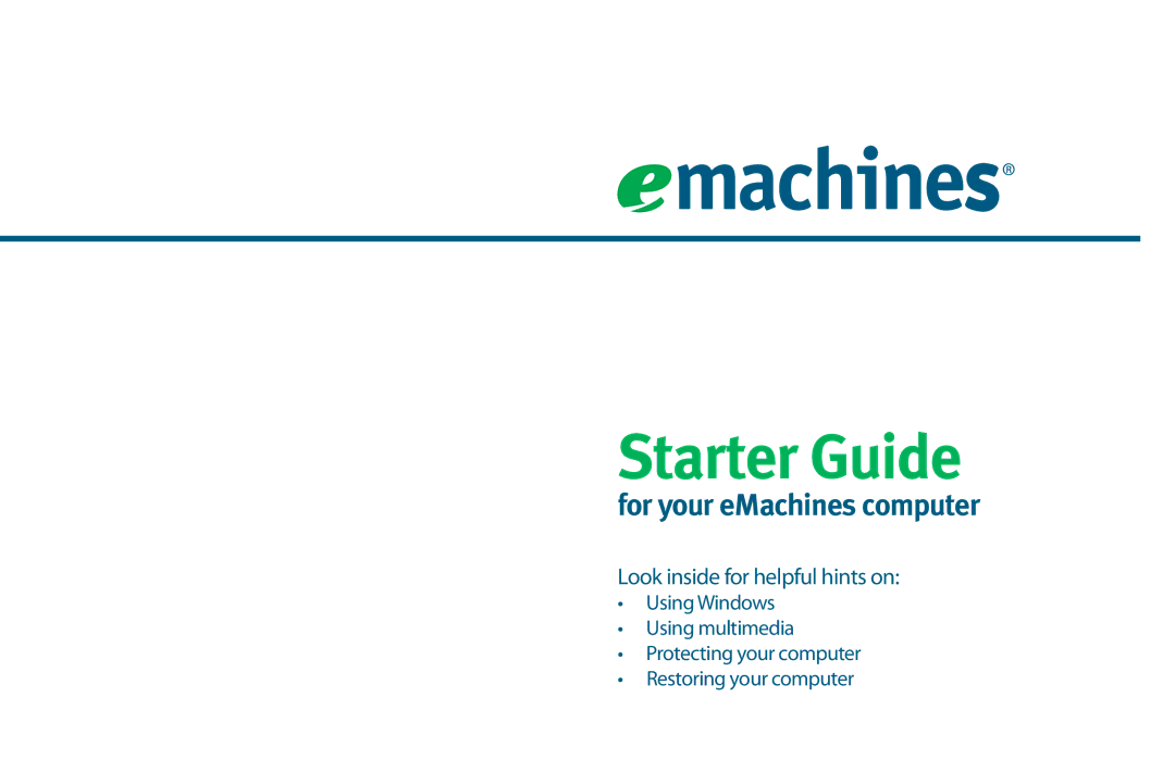 eMachines 8513036 manual Starter Guide 