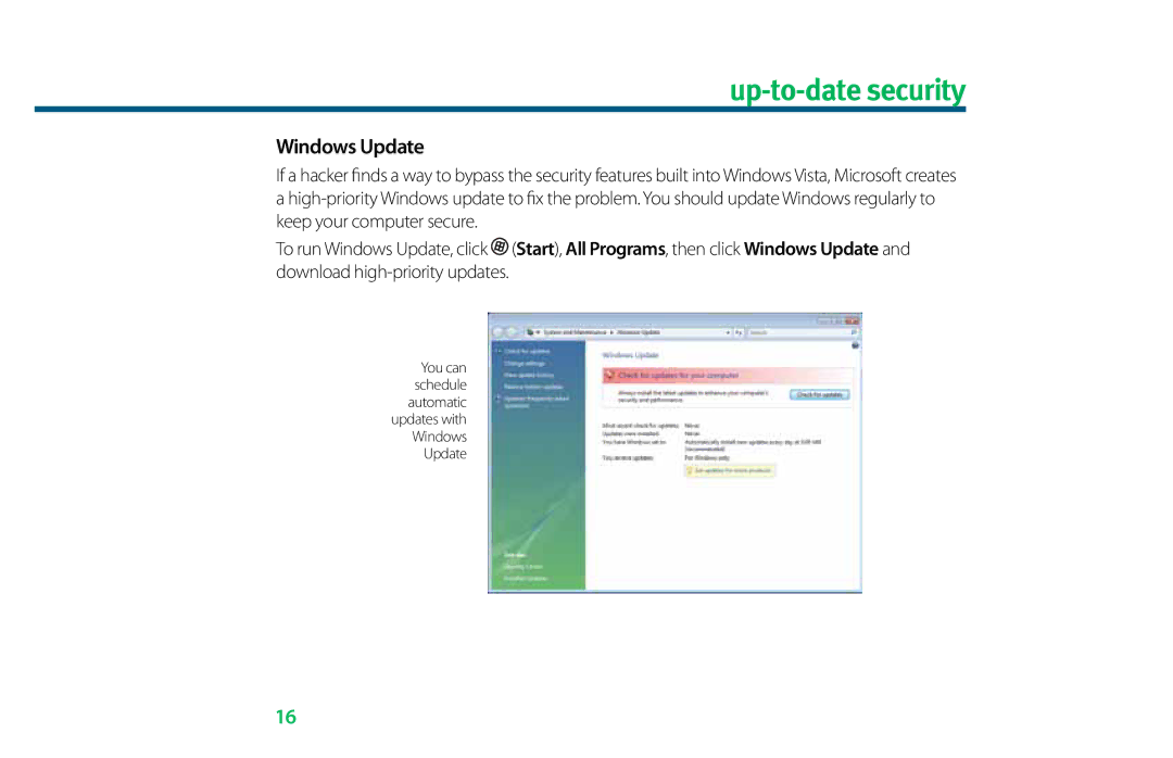 eMachines 8513036 manual Up-to-date security, Windows Update 