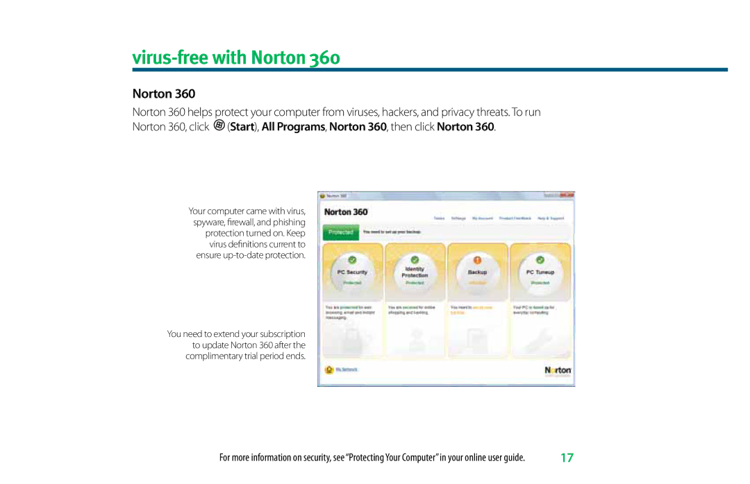 eMachines 8513036 manual Virus-free with Norton 