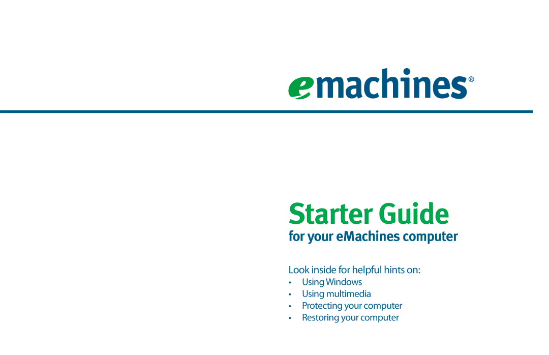 eMachines 8513036R manual Starter Guide 