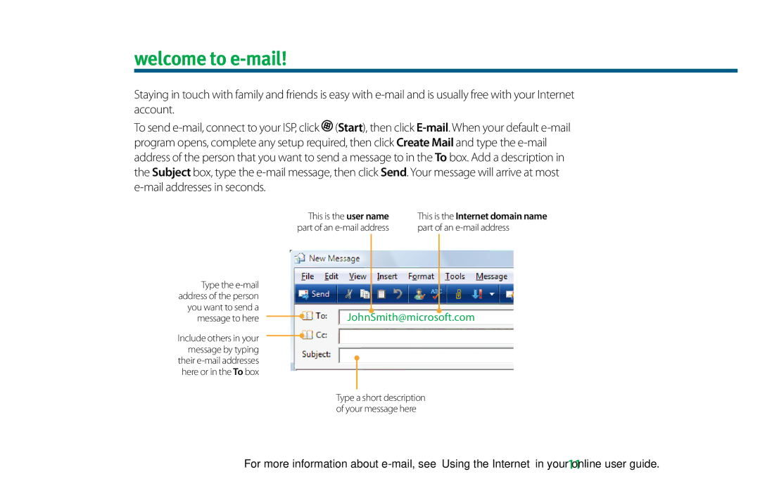 eMachines 8513036R manual Welcome to e-mail, Type the e-mail, Message to here 