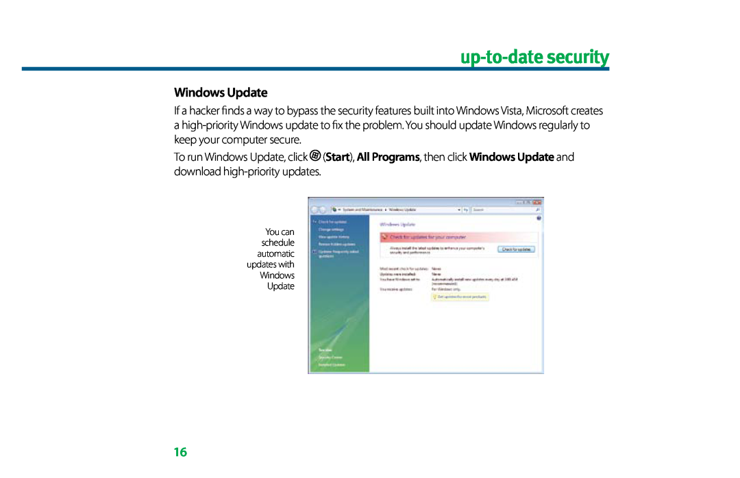 eMachines 8513036R manual up-to-date security, Windows Update 