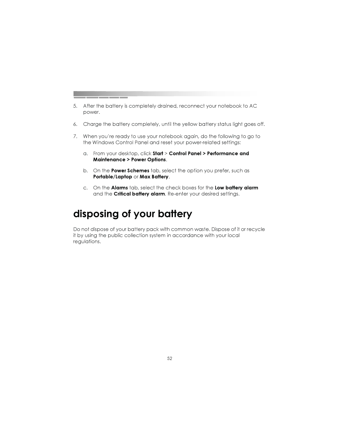 eMachines AAFW53700001K0 manual Disposing of your battery 