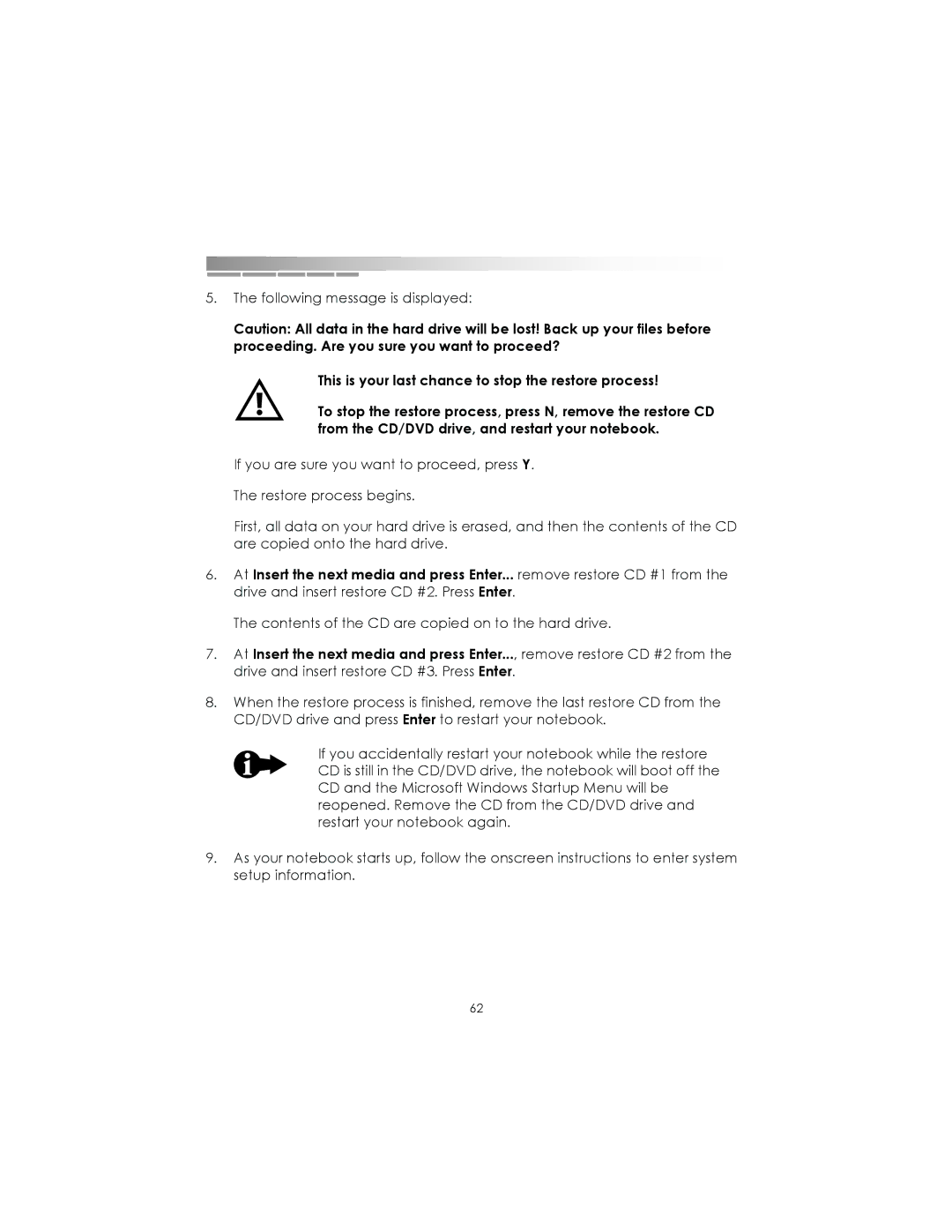 eMachines AAFW53700001K0 manual Following message is displayed 