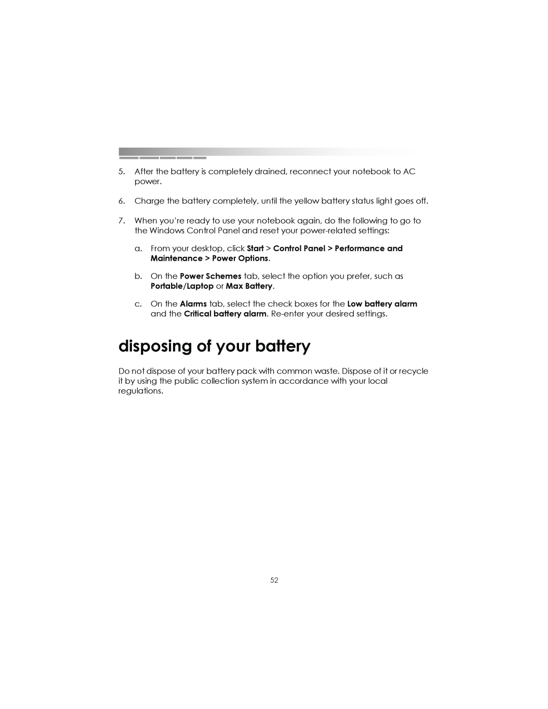 eMachines AAFW53700001K0 manual disposing of your battery 