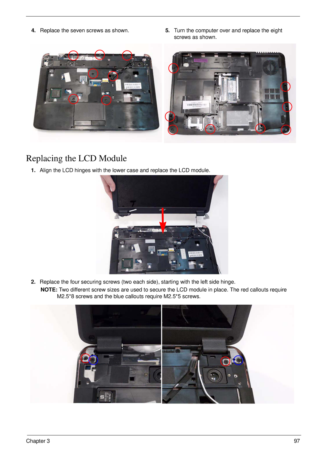 eMachines D720 manual Replacing the LCD Module 