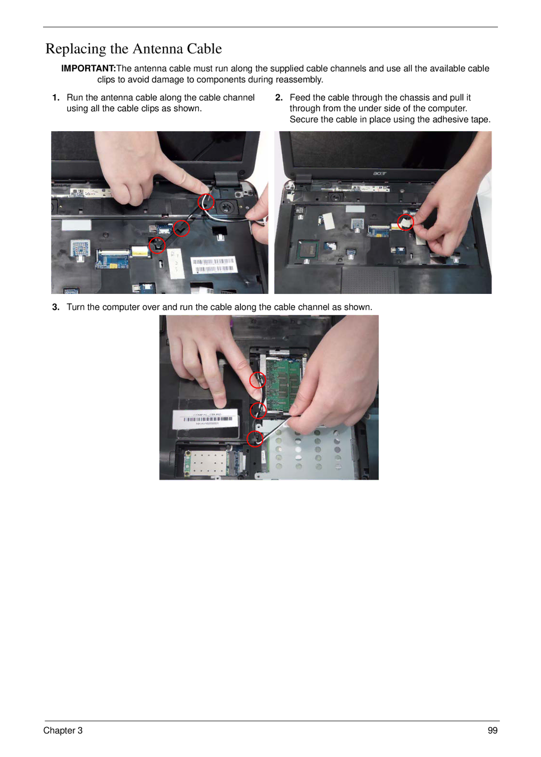 eMachines D720 manual Replacing the Antenna Cable 