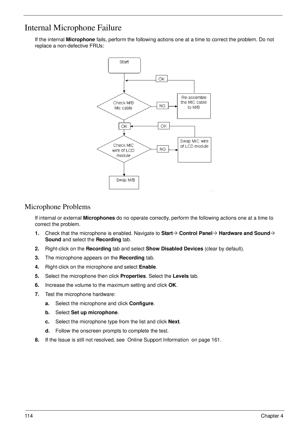 eMachines D720 manual Internal Microphone Failure, Microphone Problems, Select Set up microphone 