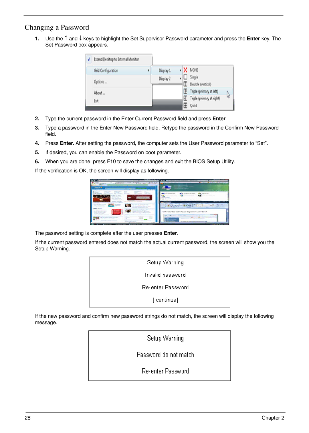 eMachines D720 manual Changing a Password 