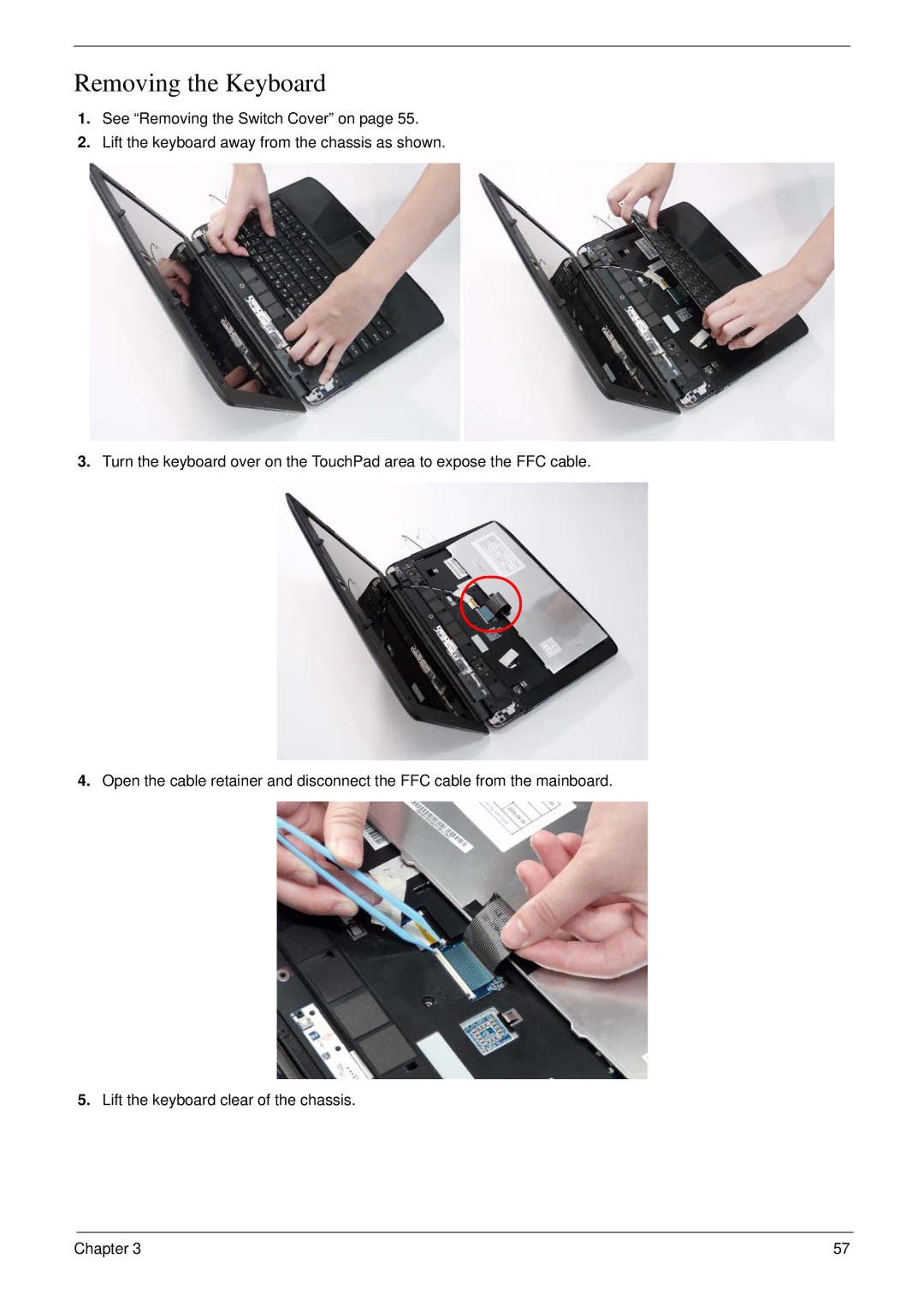 eMachines D720 manual Removing the Keyboard 