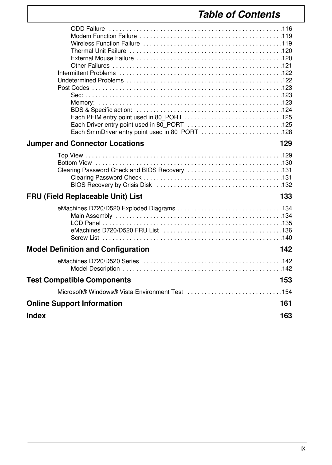 eMachines D720 manual Model Definition and Configuration 142 