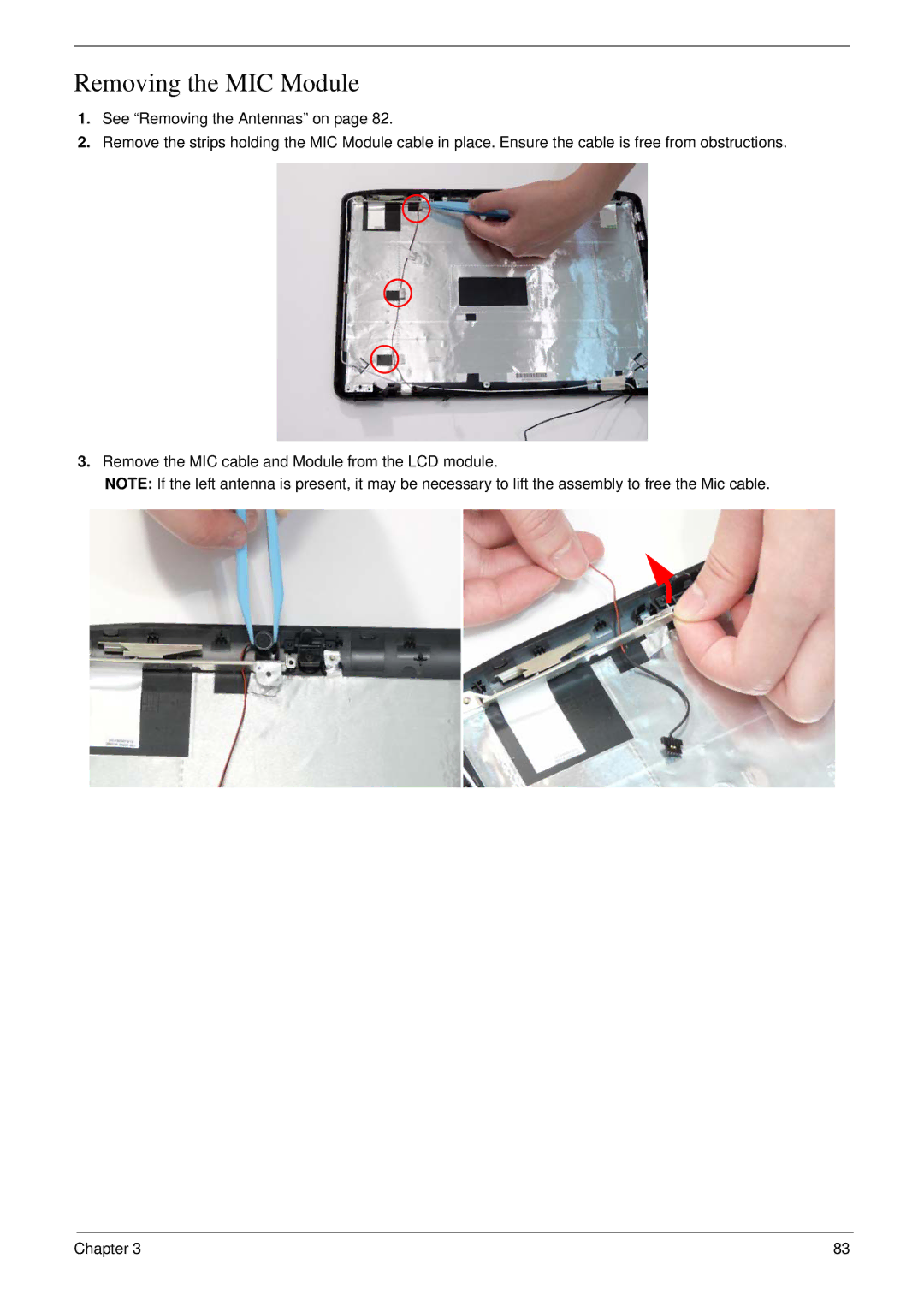 eMachines D720 manual Removing the MIC Module 