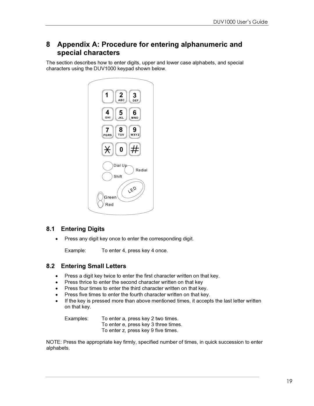 eMachines DUV1000 manual Entering Digits, Entering Small Letters 